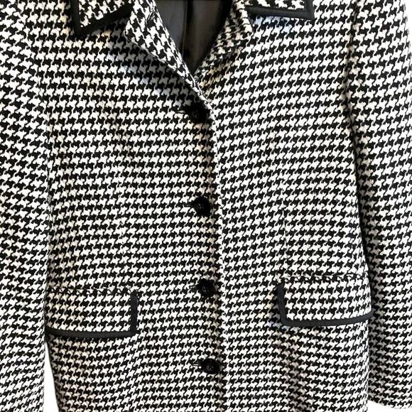 Apostrophe Houndstooth Long Wool Coat Black White Button Front Size 12 - Picture 8 of 11